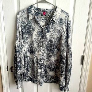 Vince Camuto Blouse Button Down Long Sleeve Abstract Print‎ Top Size L